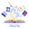 International Literacy Day Books Illustration – Reading & Education Graphics