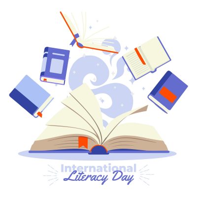 International Literacy Day Books Illustration – Reading & Education Graphics