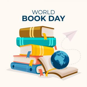 Hand-Drawn World Book Day Illustration – Stack of Books Graphic